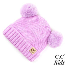 Load image into Gallery viewer, C.C. Kids Ribbed Knit Solid Double Pom Beanie
