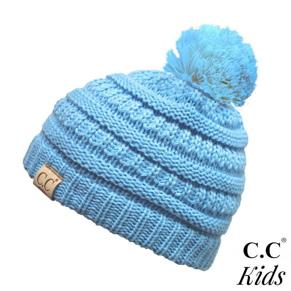 C.C. Kids Solid Knit Pom Beanie