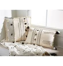 Rectangle White Tassel Pillow