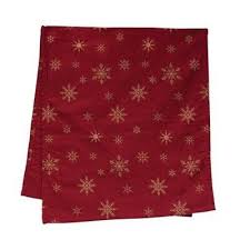 Red with Gold Snowflakes Small Table Runner