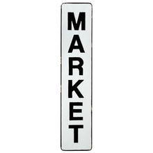 Load image into Gallery viewer, Black &amp; White Enamel &quot;Market&quot; Vertical Wall Decor
