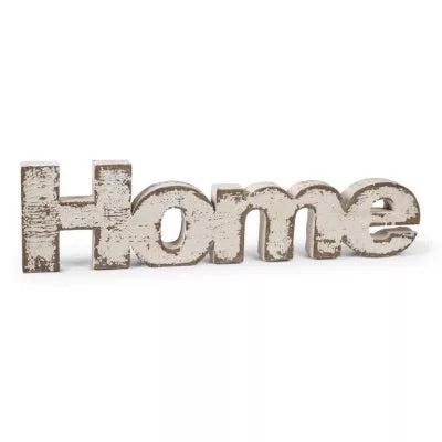 40.5 Inch White washed Wood HOME Wall Sign