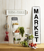 Load image into Gallery viewer, Black &amp; White Enamel &quot;Market&quot; Vertical Wall Decor
