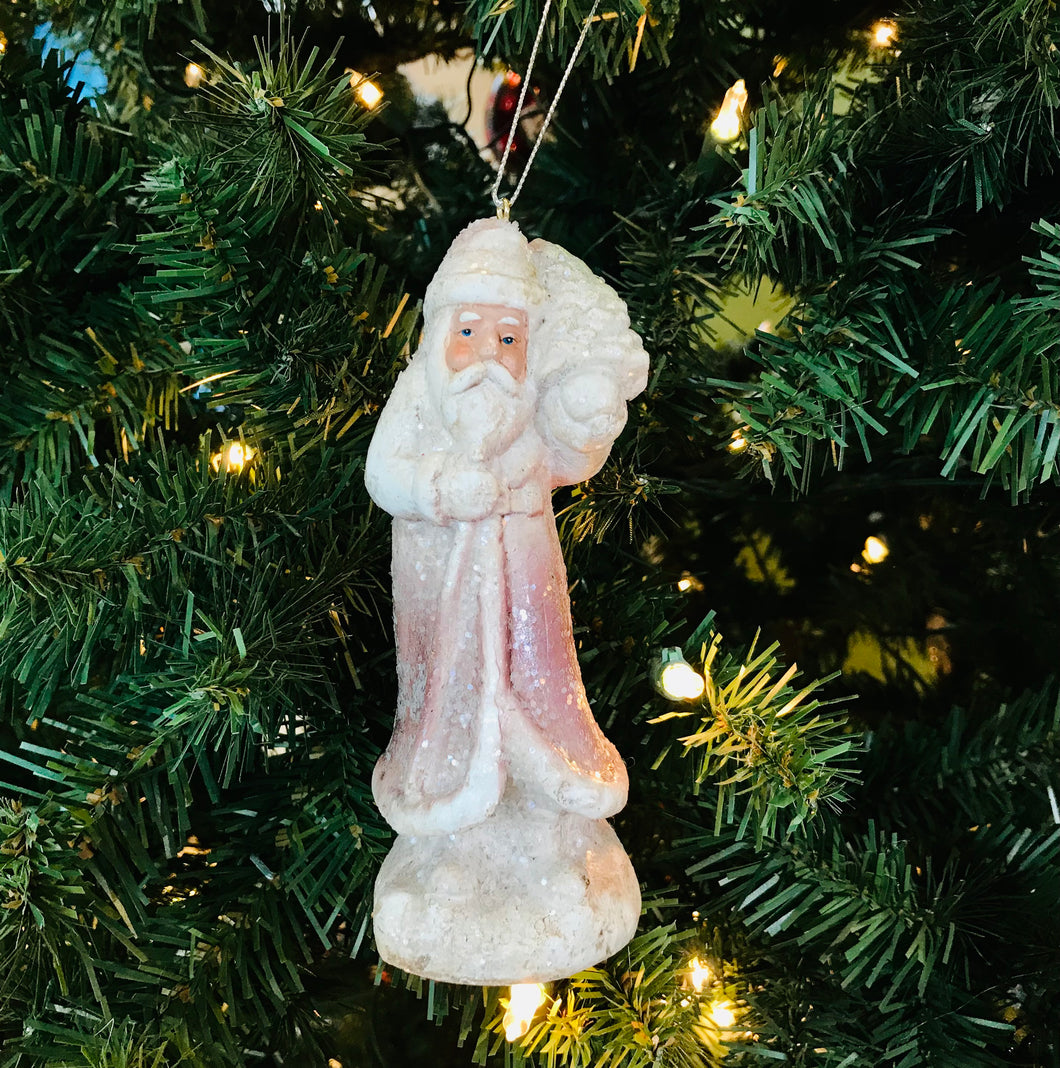 Glittered Santa with Tree Ornament