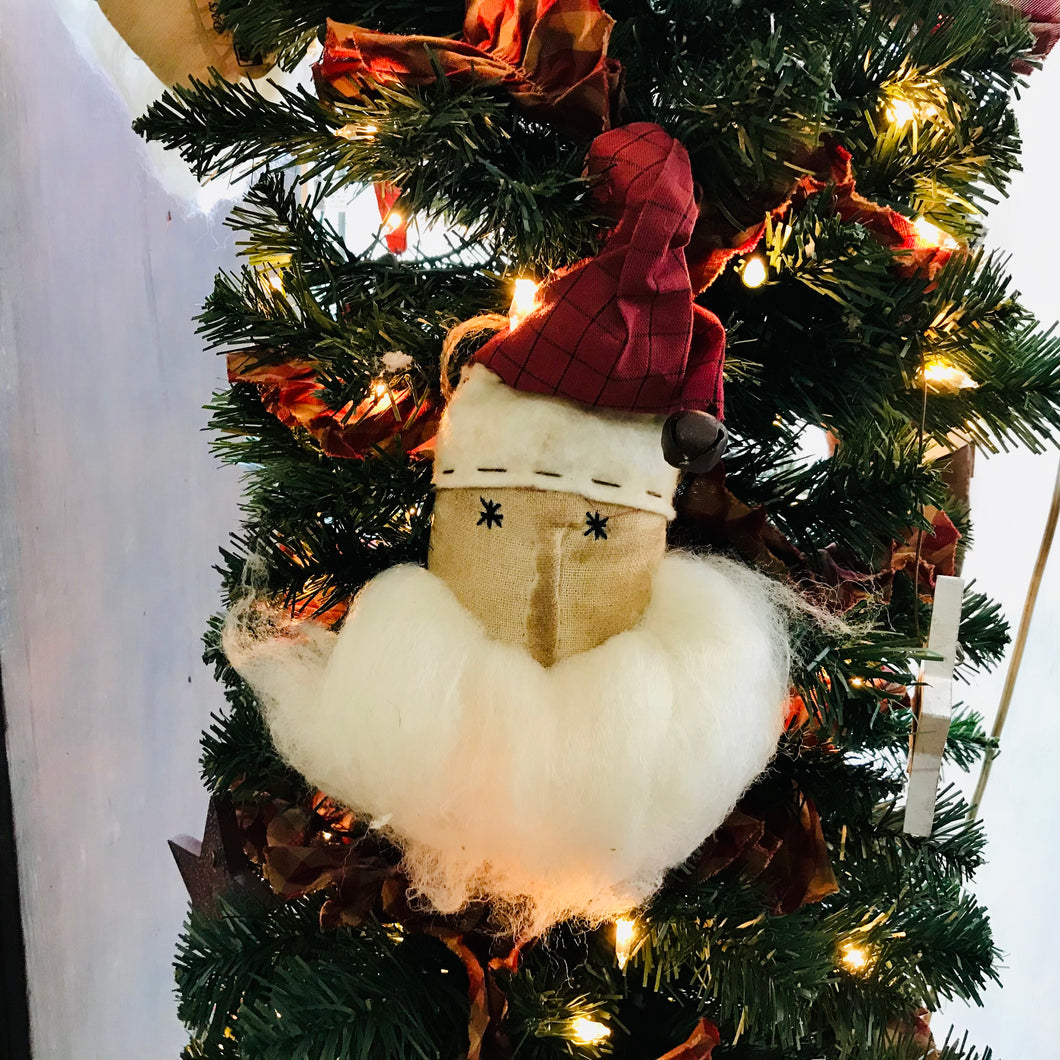 Vintage Stuffed Santa Ornament