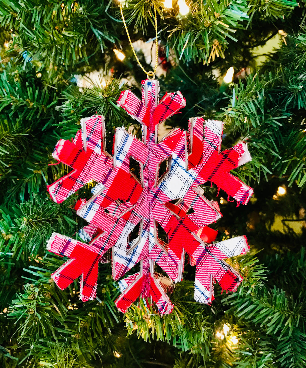 Plaid Flannel Snowflake Ornament