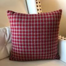 Red and Grey Checked Houndstooth Pillow