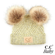 Load image into Gallery viewer, Knit Baby Beanie with Faux Fur Double Poms
