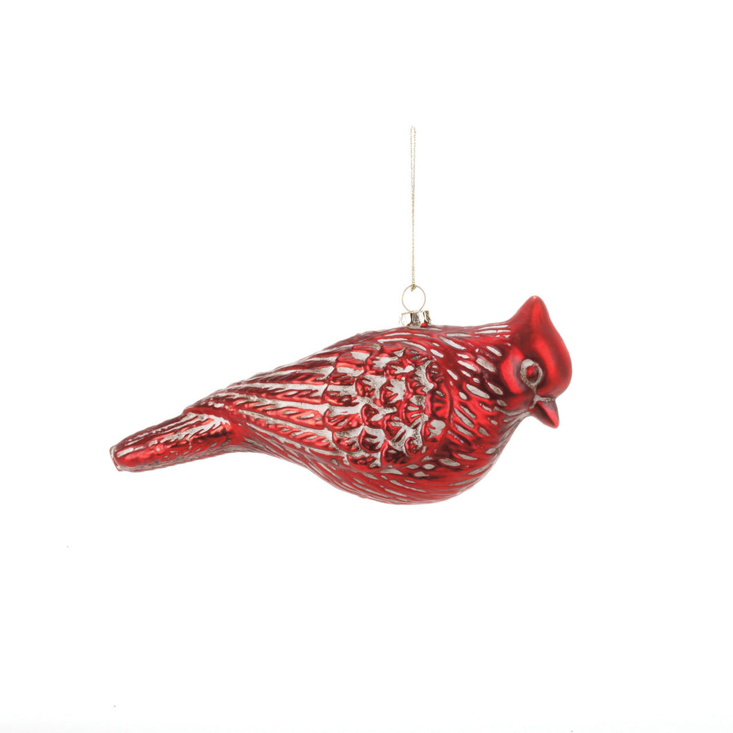Rustic Cardinal Glass Ornament