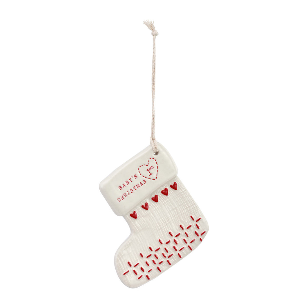 Baby's First Christmas Ceramic Stocking Ornament