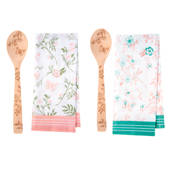 Kitchen Towel with Etched Floral Spoon